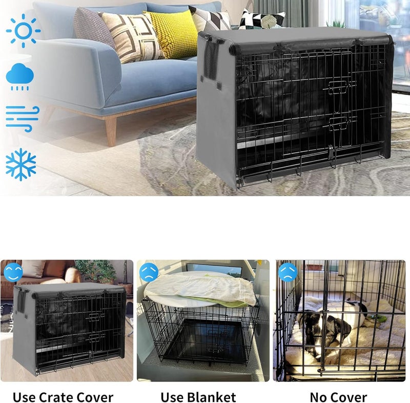 Joroamp Dog Crate Cover 24 Inch, Kennel Cover for Dog Cage for Small Dogs with 1-3 Doors, Indoor Waterproof 600D Oxford Fabric Gray (Only Cover) - Image 4